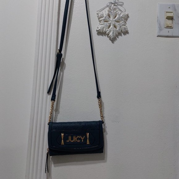 JUICY COUTURE HANDBAG WALLET With Long Crossbody Handbag Gold Chain - Picture 11 of 13